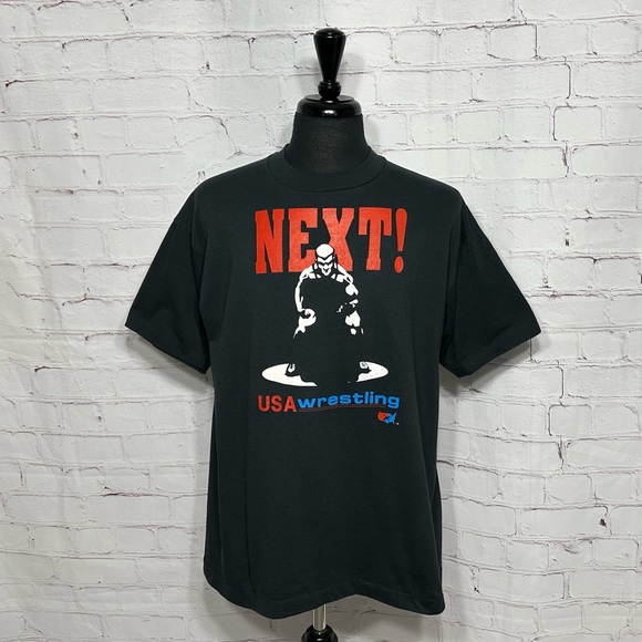 VTG 90's Rare USA Wrestling NEXT! Graphic Single Stitch 50/50 T Shirt Size XL - Picture 6 of 8